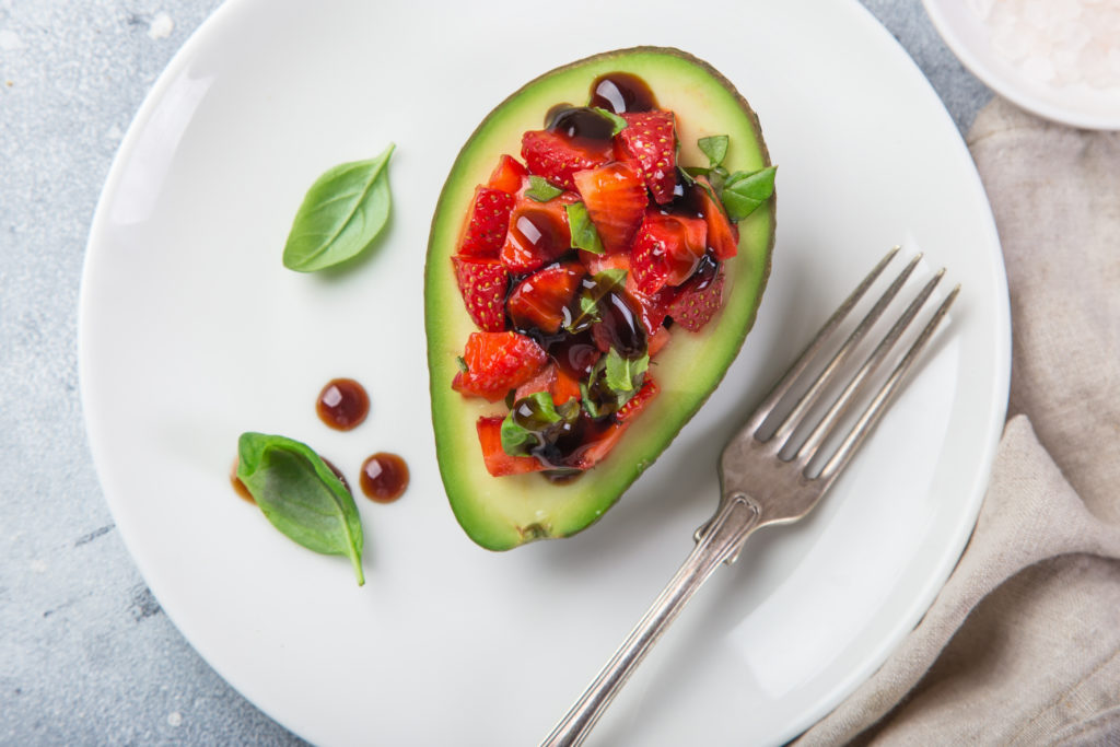 Strawberry stuffed avocados are full of fiber!