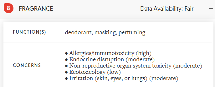 Avoiding Toxins for Cancer Prevention 4 Fragrance is a major health concern because it is a protected trade secret. Any chemical can be used in a fragrance regardless of whether it is safe or causes cancer.