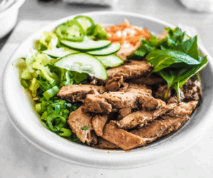 One of my regular meals is to serve leftovers on top of salad greens.