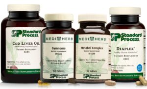 Cod Liver Oil, Gymnema, Diaplex, and Metabol Complex are some of our favorite supplements to support blood sugar issues.