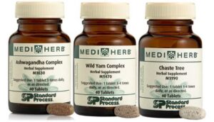 Progesterone: The Quiet Hero of Hormone Balance 5 Mediherb Ashwagandha Complex, Wild Yam Complex, and Chaste Tree are some of our best herbal products for menopause!